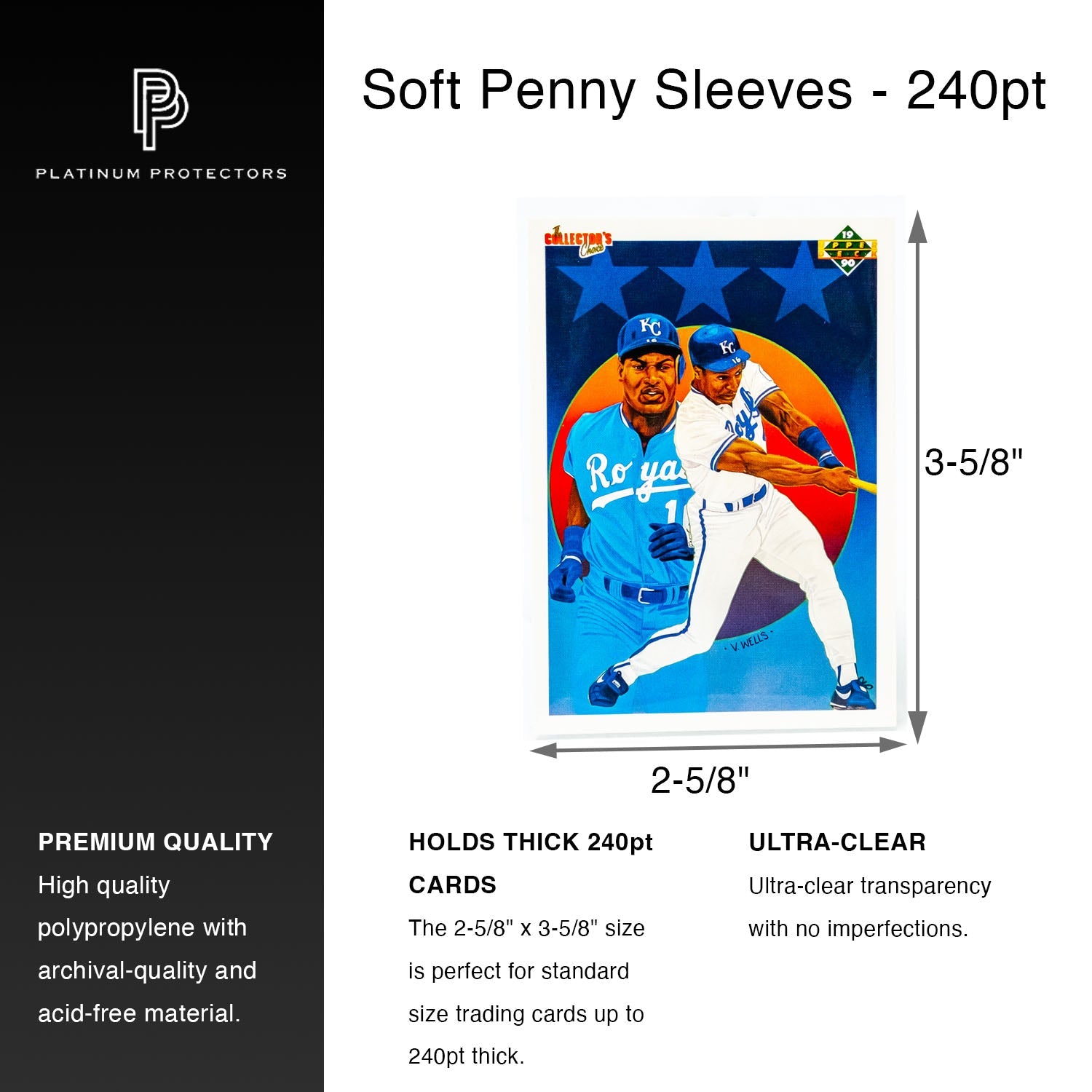 Platinum Protectors Soft Penny Sleeves for Thick Cards 240pt  - 100 Pack